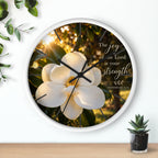 Magnolia Wall Clock — "The joy of the Lord is your strength" (Nehemiah 8:10)