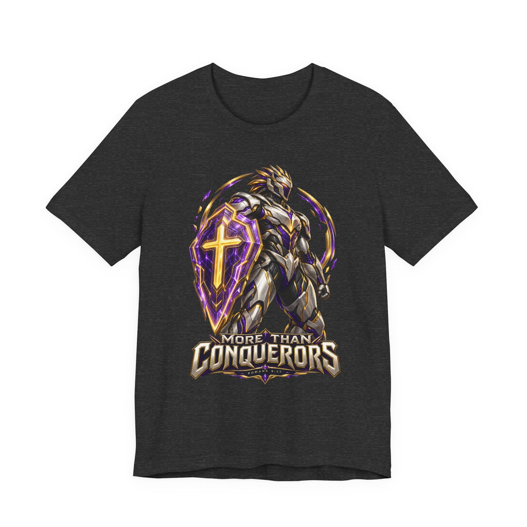 Christian Armor T-Shirt — "More Than Conquerors" Biblical Verse Tee