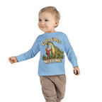 Toddler Long Sleeve Tee — "God Goes With Me" Dino Faith Shirt