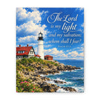 Lighthouse Psalm 27:1 Canvas Wall Art — “The Lord is my light” Religious Coastal Decor