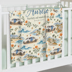 Personalized Baby Swaddle Blanket — Vintage Racecars & Coastal Sun Nursery Swaddle (Includes Name & Psalm Verse)