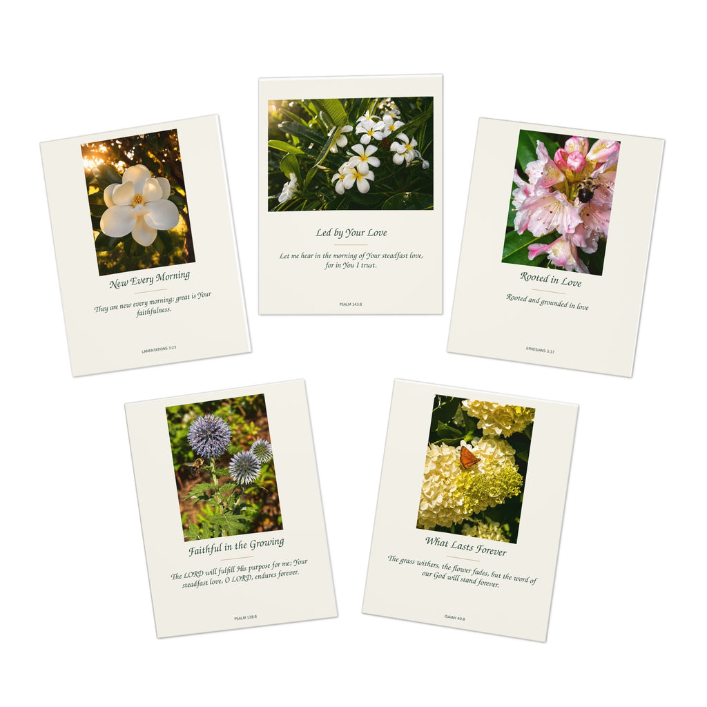 Inspirational Flower Greeting Cards 5-Pack – Sympathy, Love & Encouragement