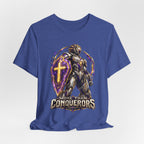 Christian Armor T-Shirt — "More Than Conquerors" Biblical Verse Tee