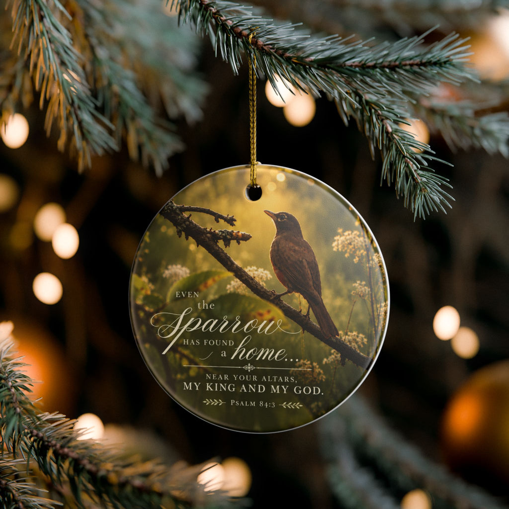 Ceramic Ornament - Sparrow Psalm 84:3 Inspirational Christmas Decoration