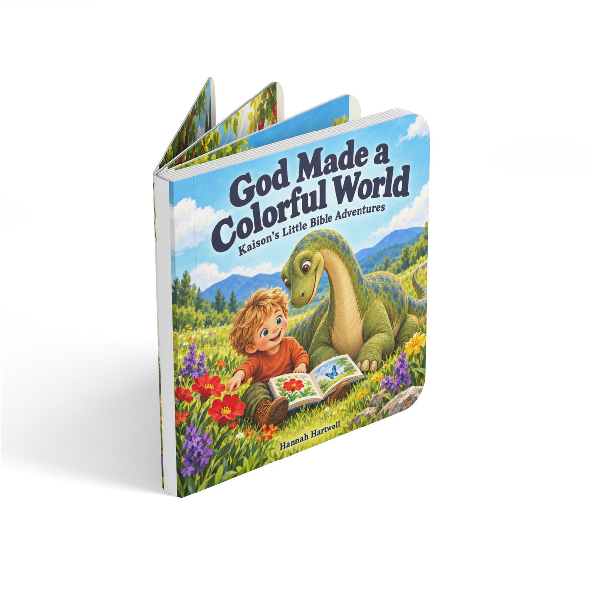 God Made a Colorful World Board Book – Personalized Christian Dinosaur Bible Adventure for Kids