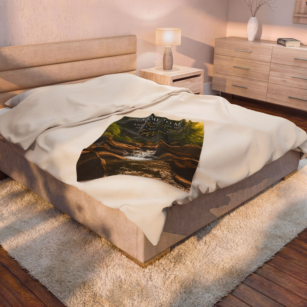 Inspirational Scripture Velveteen Plush Blanket — "Come to Me... I Will Give You Rest" (Matthew 11:28)