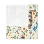 Personalized Baby Swaddle Blanket — Vintage Racecars & Coastal Sun Nursery Swaddle (Includes Name & Psalm Verse)