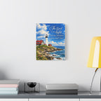 Lighthouse Psalm 27:1 Canvas Wall Art — “The Lord is my light” Religious Coastal Decor