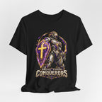 Christian Armor T-Shirt — "More Than Conquerors" Biblical Verse Tee