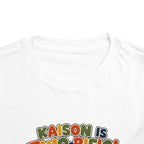 Personalized Toddler Tee - "Kaison is Two-rific!" Dinosaur 2nd Birthday Shirt