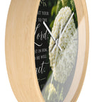 Christian Floral Wall Clock — Psalm 37:5 Inspirational Scripture Timepiece