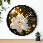 Magnolia Wall Clock — "The joy of the Lord is your strength" (Nehemiah 8:10)