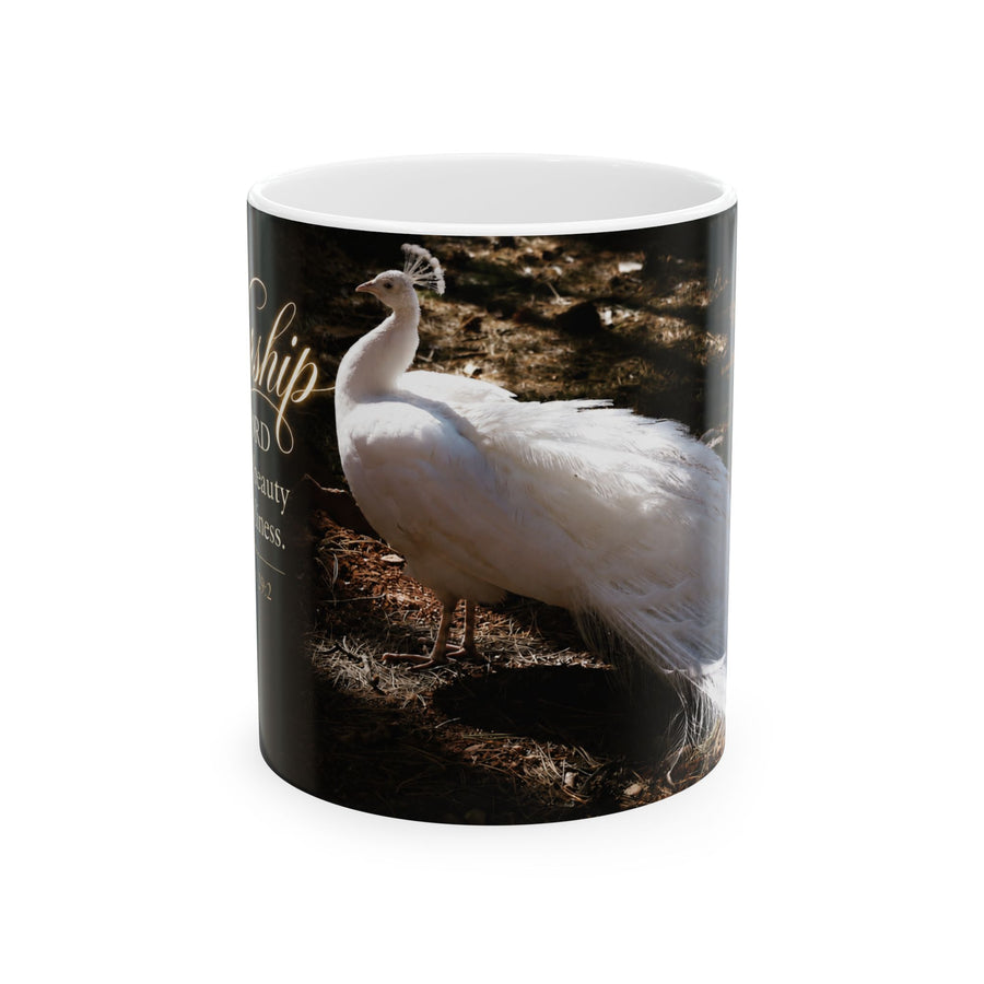 The Beauty of Holiness White Peacock - Mug