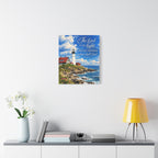 Lighthouse Psalm 27:1 Canvas Wall Art — “The Lord is my light” Religious Coastal Decor