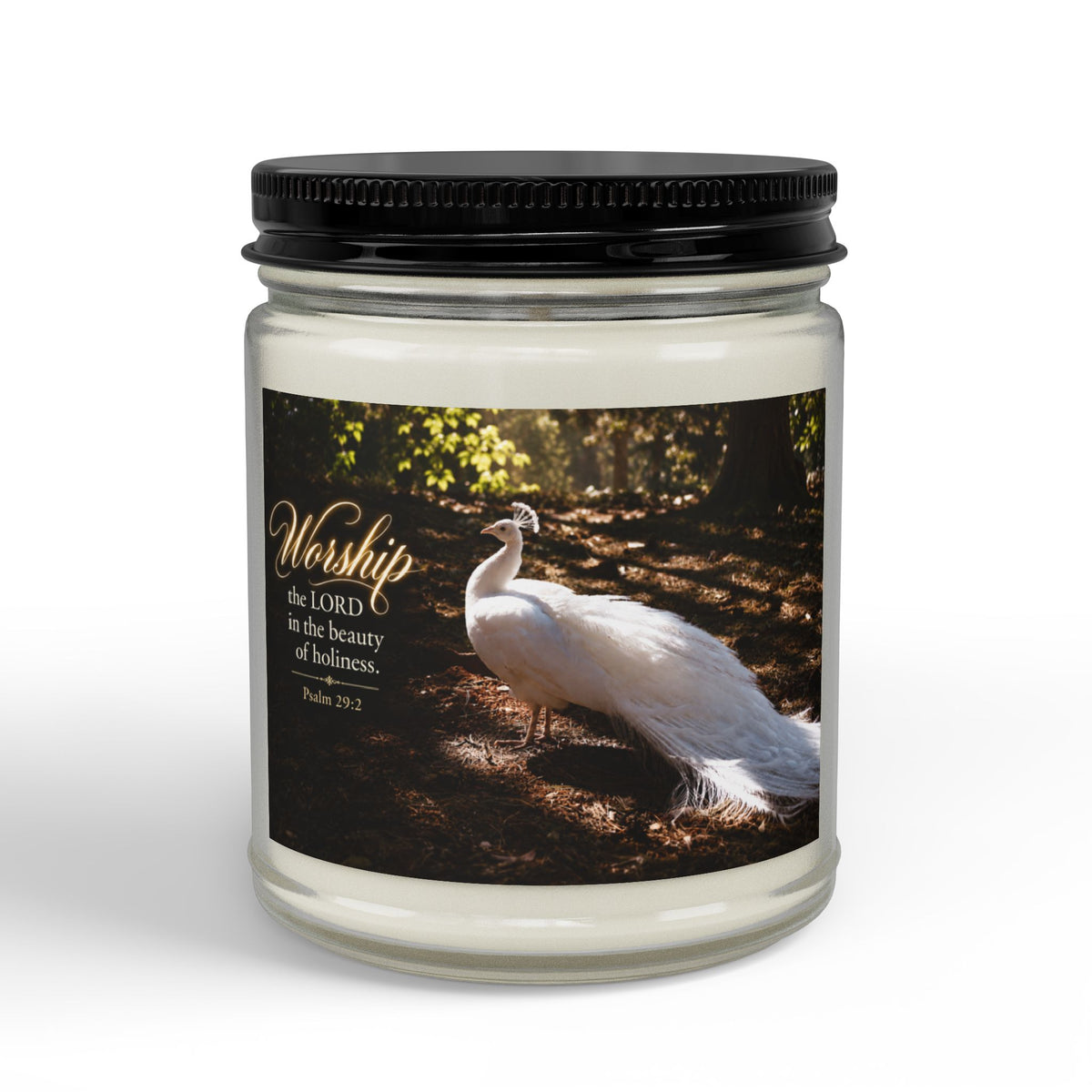 The Beauty of Holiness White Peacock - Candle