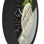 Christian Floral Wall Clock — Psalm 37:5 Inspirational Scripture Timepiece