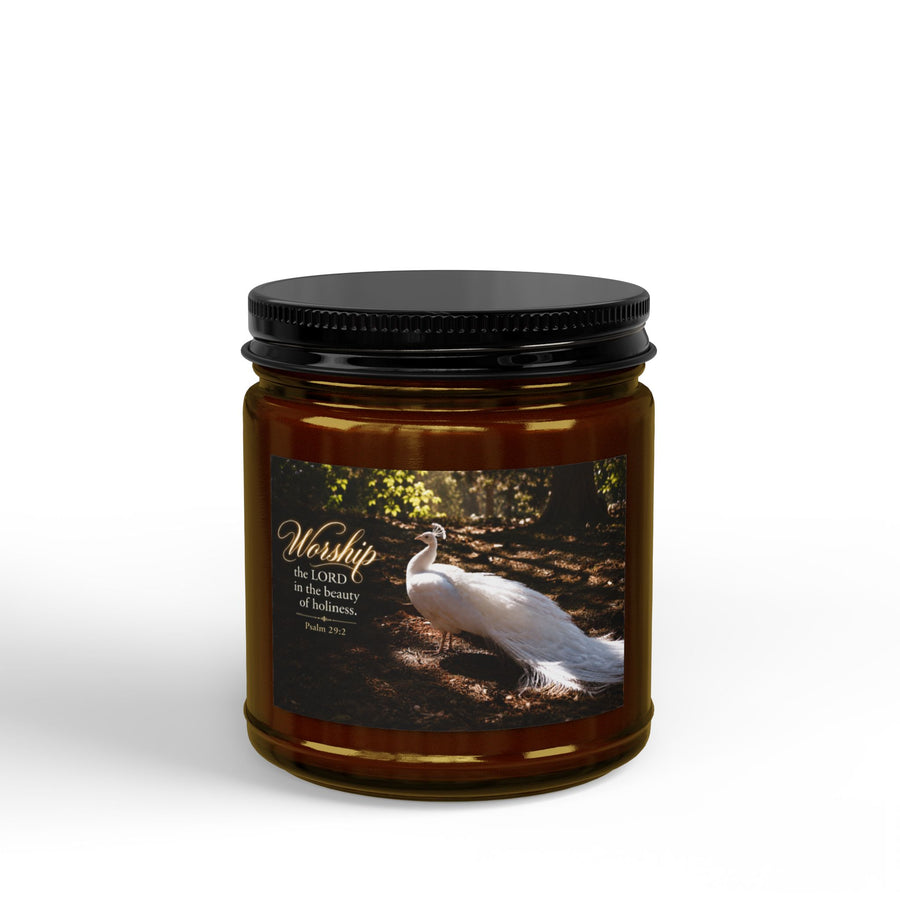 The Beauty of Holiness White Peacock - Candle