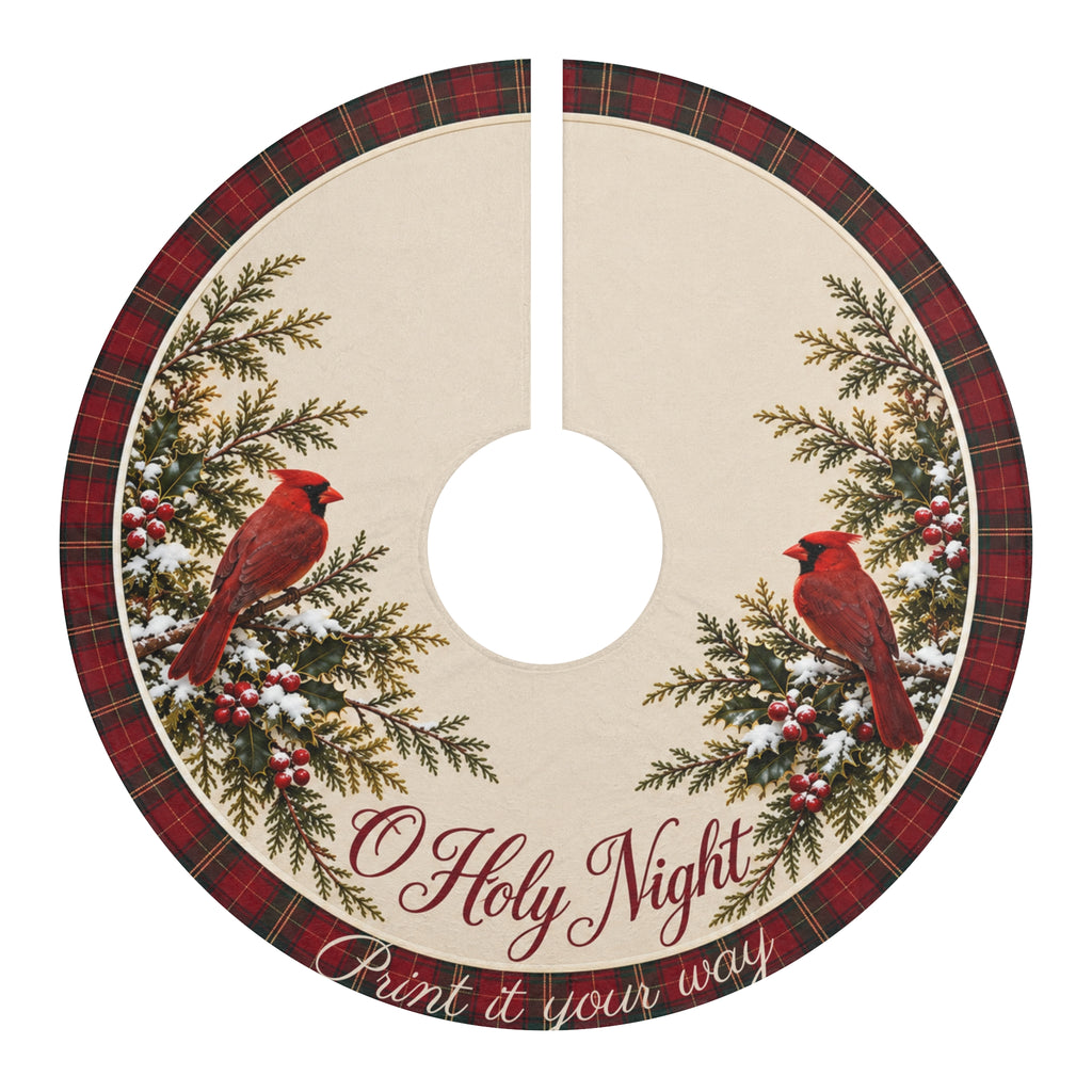 Cardinal Holy Night Christmas Tree Skirt