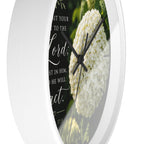 Christian Floral Wall Clock — Psalm 37:5 Inspirational Scripture Timepiece