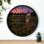 Watchful Wisdom Owl Scripture Wall Clock