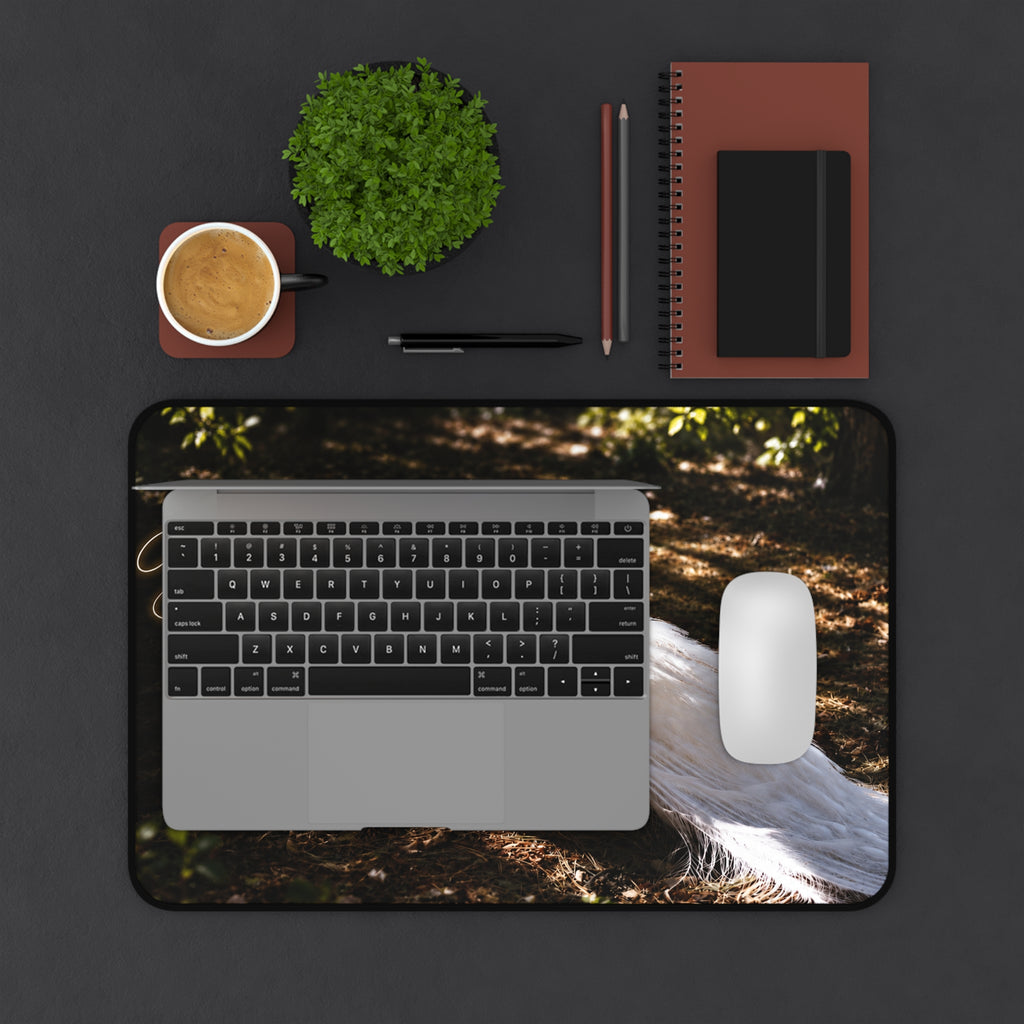 The Beauty of Holiness White Peacock - Desk Mat