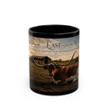 Longhorn Ranch Black Mug – Psalm 103:12 Western Cowhide Coffee Cup