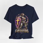 Christian Armor T-Shirt — "More Than Conquerors" Biblical Verse Tee
