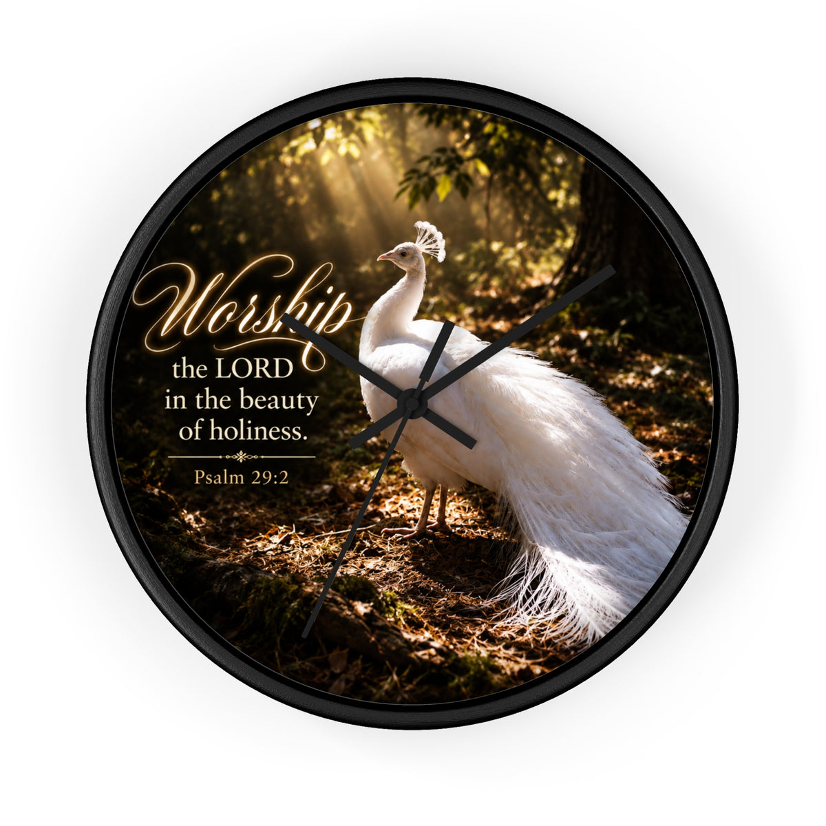 The Beauty of Holiness White Peacock - Wall Clock
