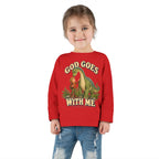 Toddler Long Sleeve Tee — "God Goes With Me" Dino Faith Shirt