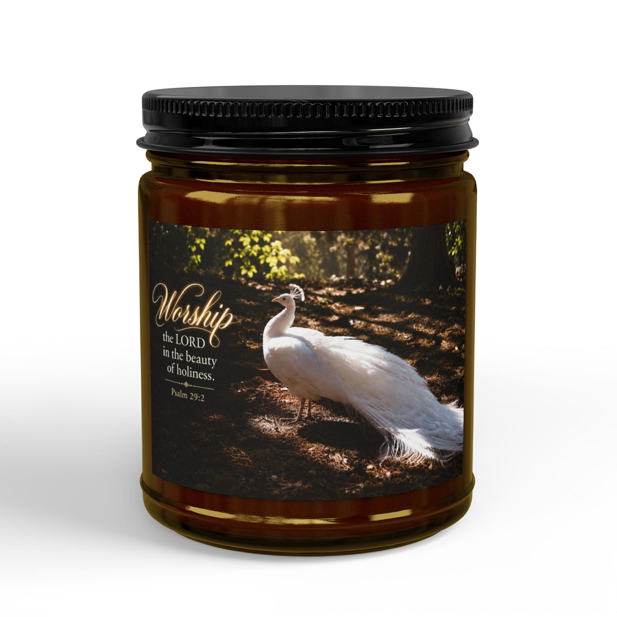 The Beauty of Holiness White Peacock - Candle