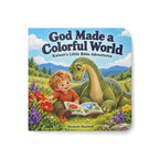 God Made a Colorful World Board Book – Personalized Christian Dinosaur Bible Adventure for Kids