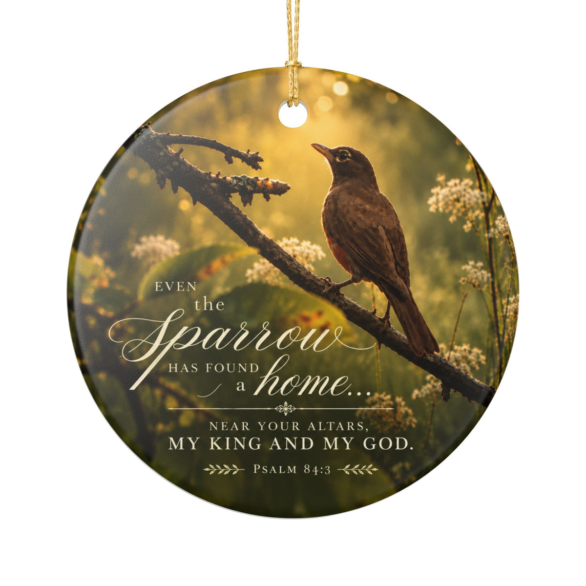 Ceramic Ornament - Sparrow Psalm 84:3 Inspirational Christmas Decoration